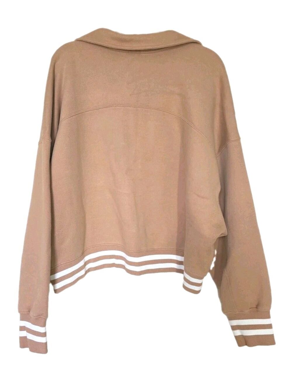 OFFLINE by Aerie Cloud NWT Fleece Polo Sweatshirt XXL Beach Dune Oversized Crop - Picture 3 of 10